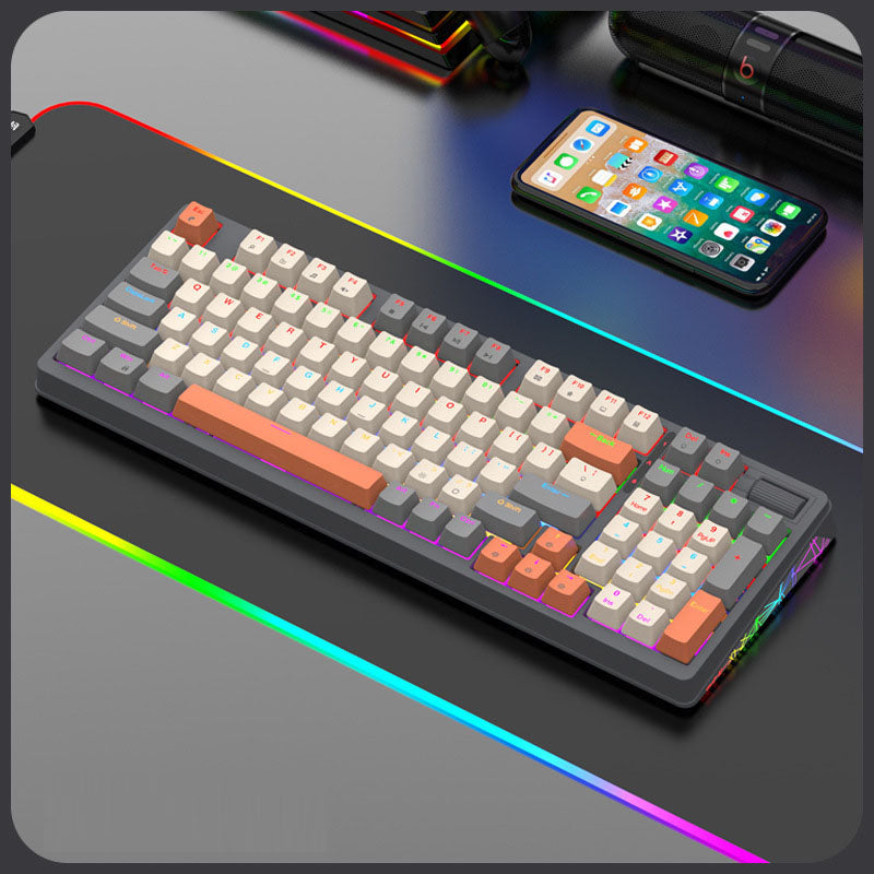 XUNFOX K85 wired mechanical keyboard for esports games, hot swappable desktop computer for office and home use, illuminated USB