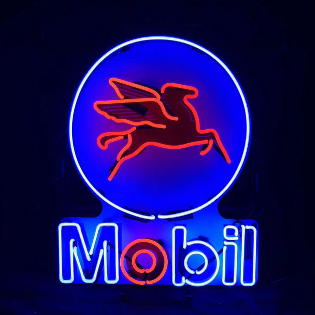 Mobil Gas Oil Flying Horse Neon Signs Light