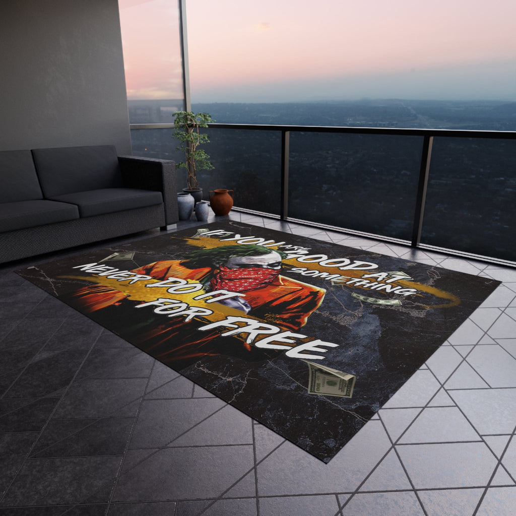 Never Do It For Free Black-Marble Rug